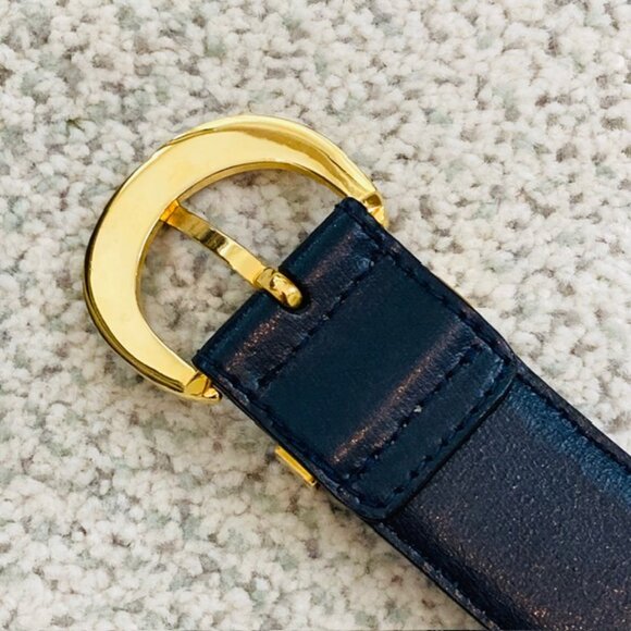 Paloma Picasso Vintage Womens Medium 75 Made in Italy Black Gold Leather Belt - Picture 9 of 16